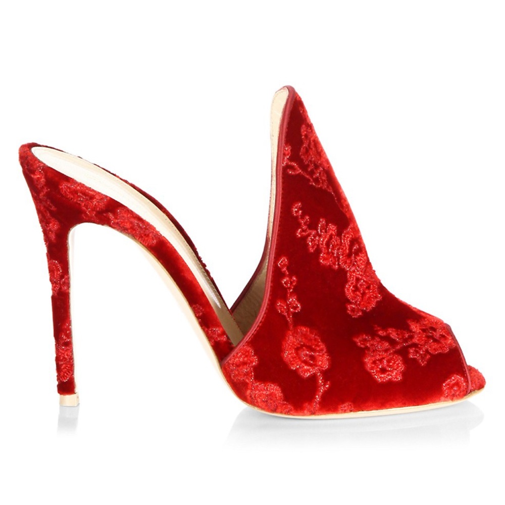 Gianvito Rossi Shanghai Embroidered Mules Sz 38